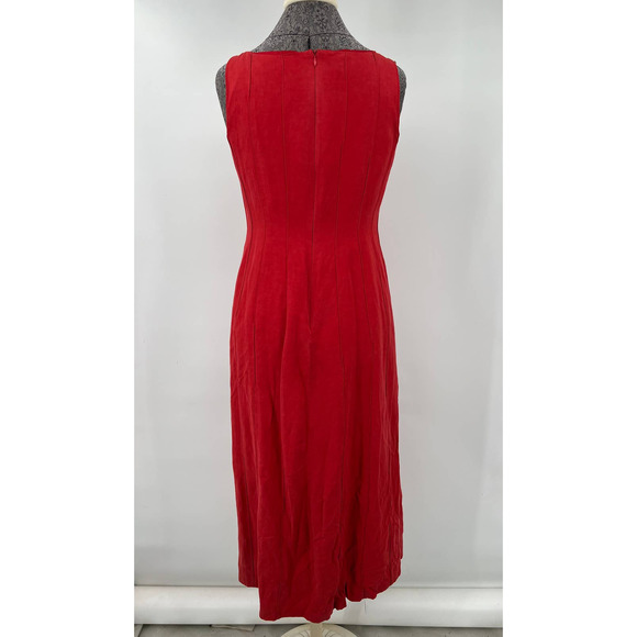 Due' per Due' silk and linen women's red tailored sleeveless dress size 6 - Picture 3 of 6